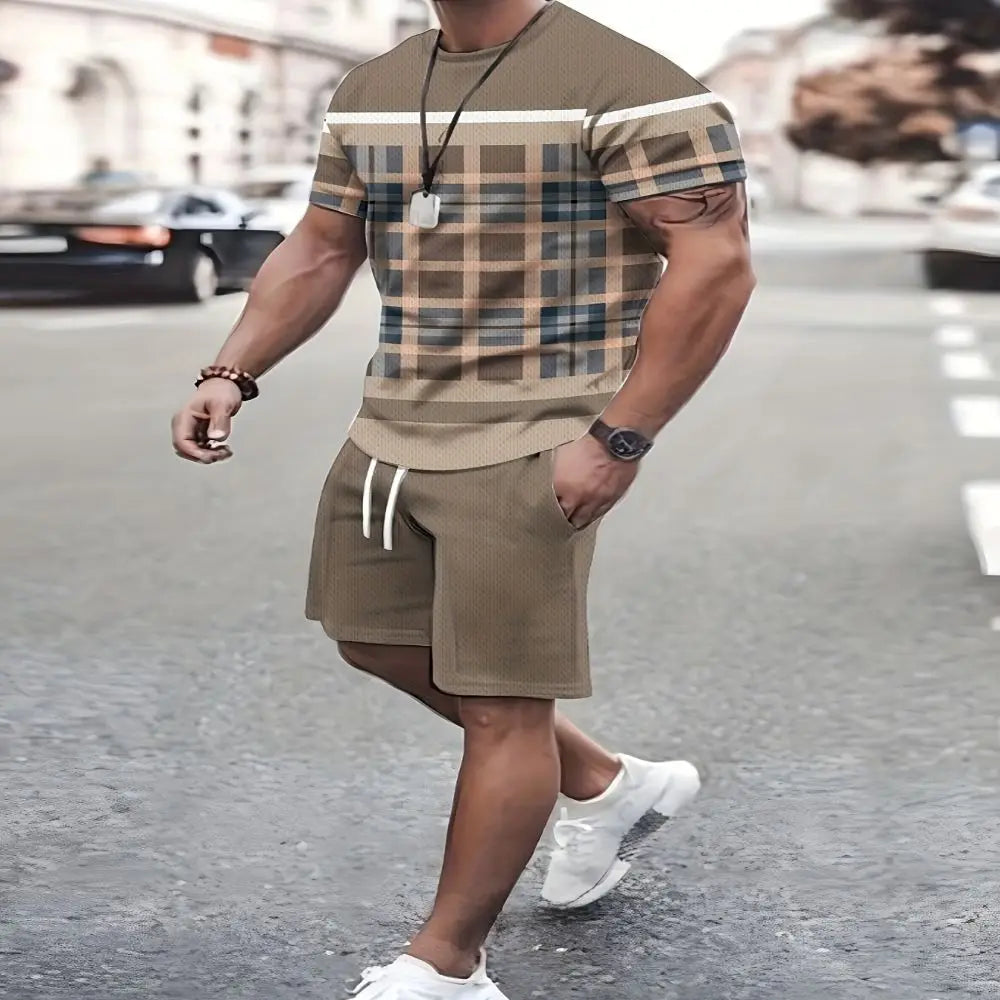 Conjunto Masculino Verão: Camiseta e Shorts Estampados