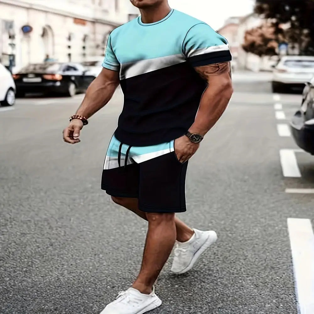 Conjunto Masculino Verão: Camiseta e Shorts Estampados